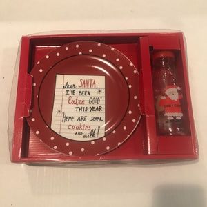 Holiday Home “Dear Santa…” Cookies For Santa Plate And Milk Bottle